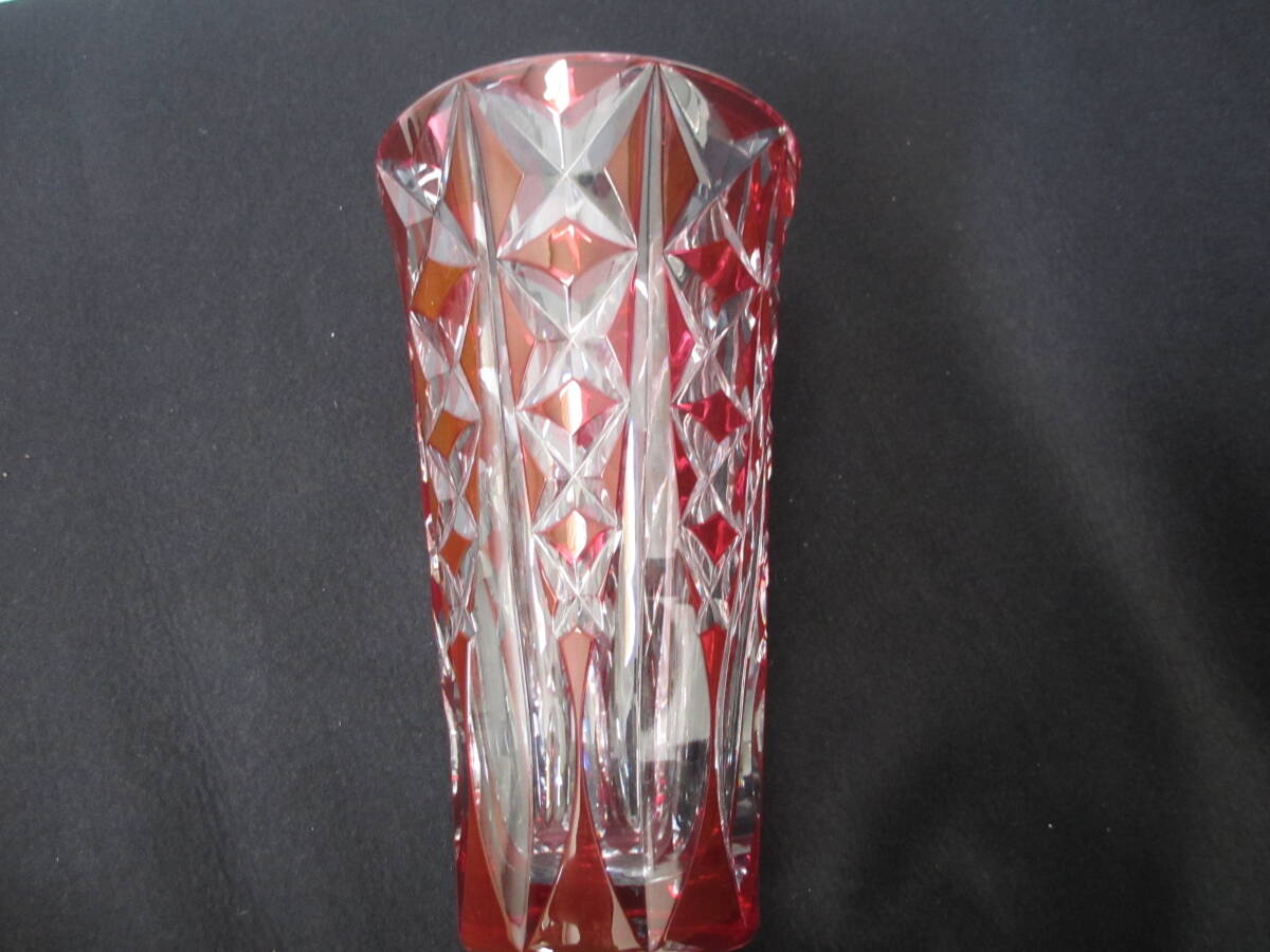 SAINT-LOUIS サンルイ フラワーベース 花瓶 クリスタル 赤の画像6