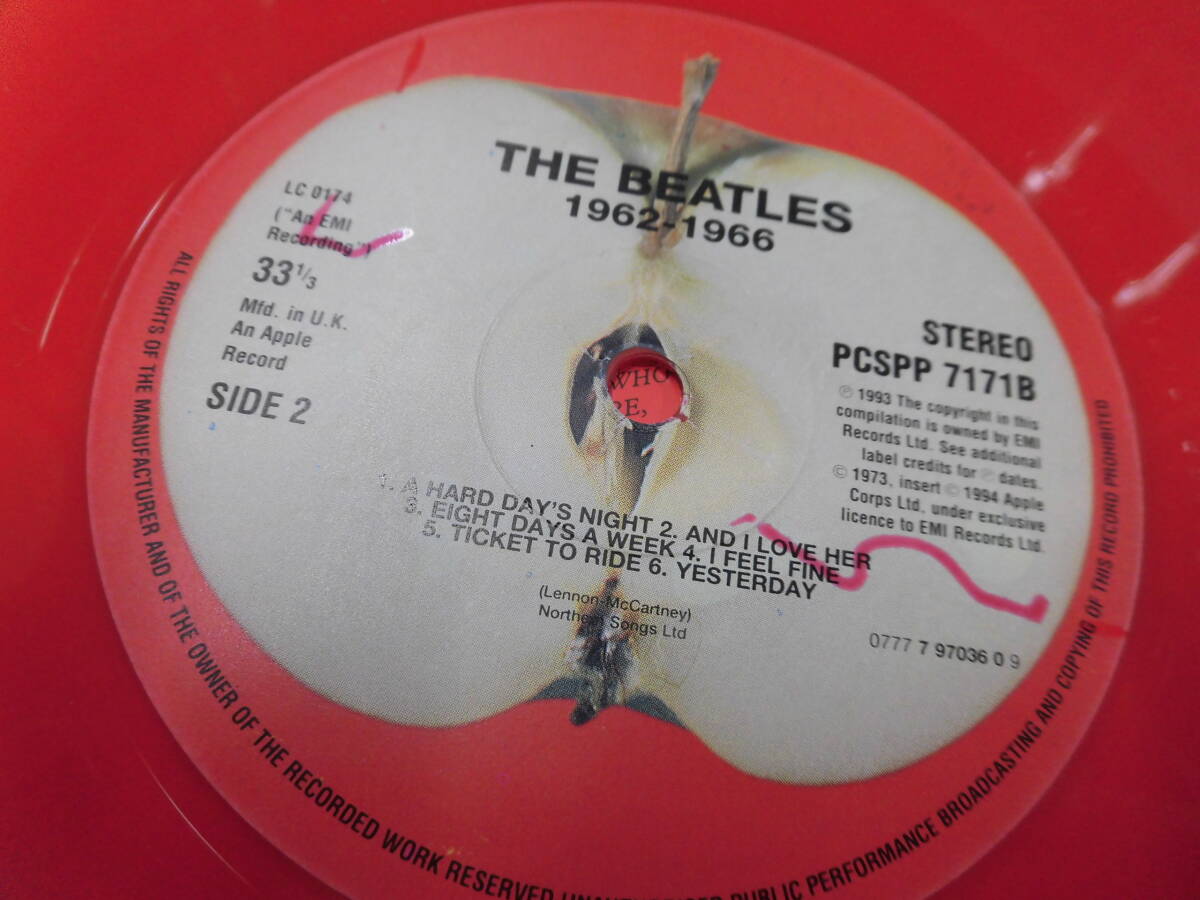 (Red Vinyl DIGITAL RE MASTERED 0777 97036 0 9)THE BEATLES/1962-1966 (UK:PCSPP 717 Printed UK)の画像4