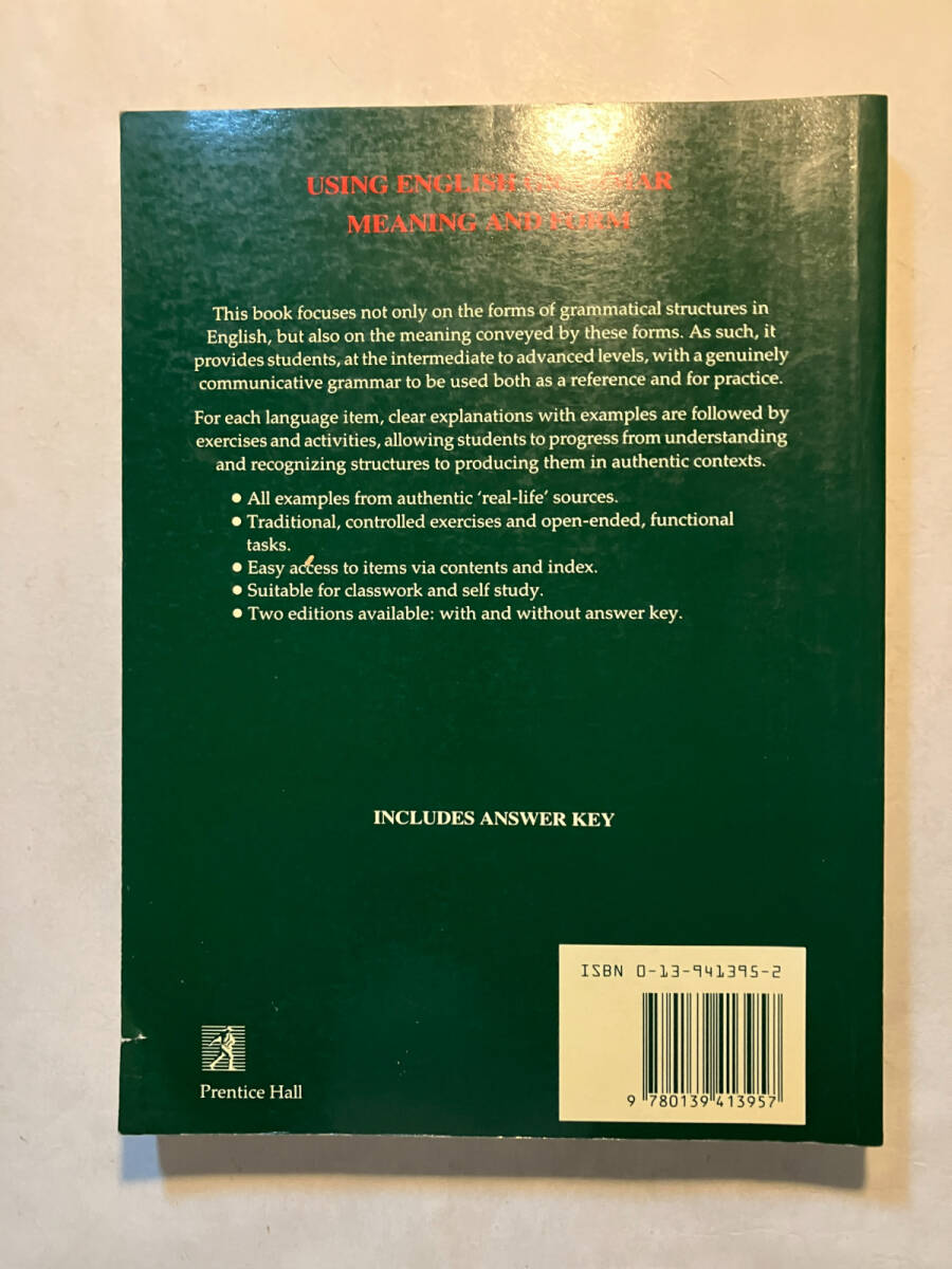●再出品なし 「USING ENGLISH GRAMMAR MEANING AND FORM INCLUDES ANSWER KEY」 E.WOODS/N.McLEOD：著 Prentice Hall：刊 1990年発行の画像2