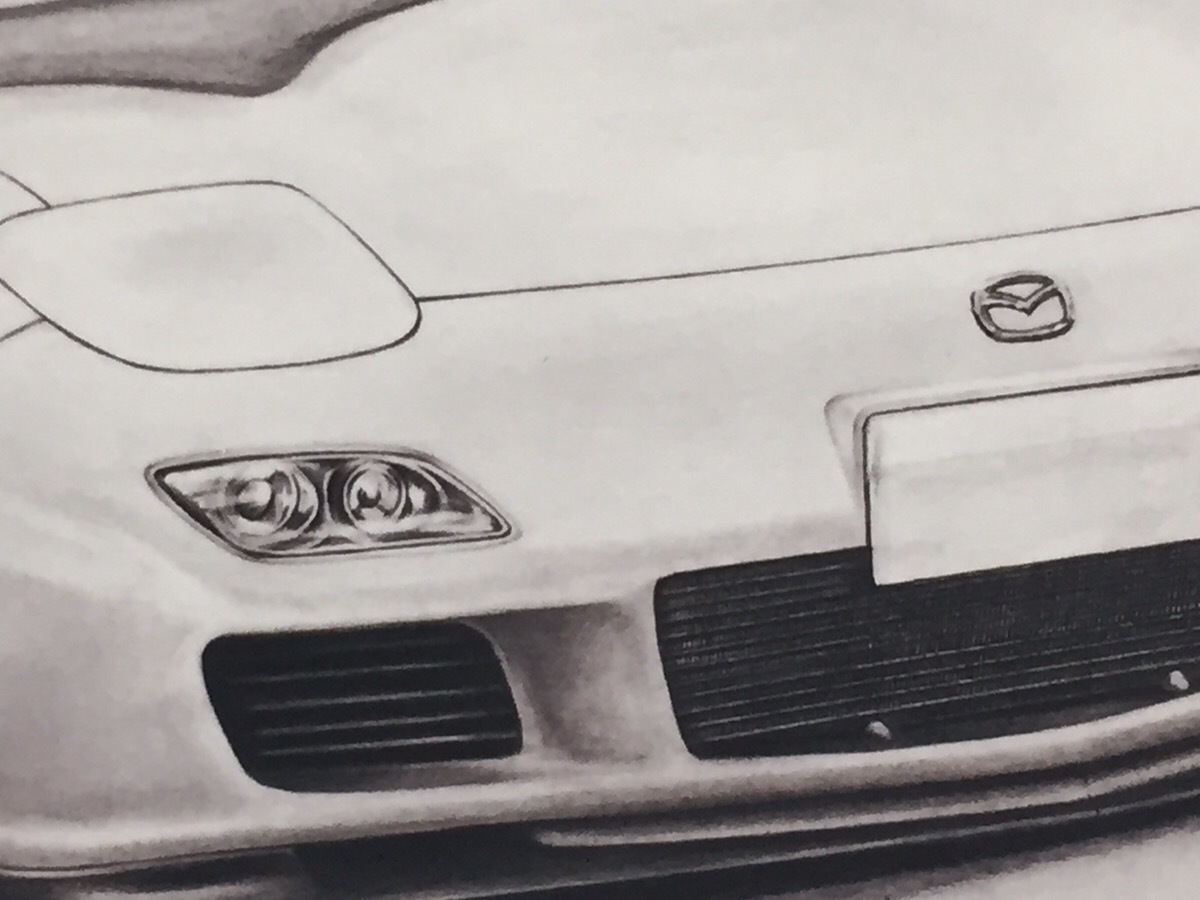 ヤフオク 鉛筆画 旧車 イラスト マツダ Fd Rx 7 後期