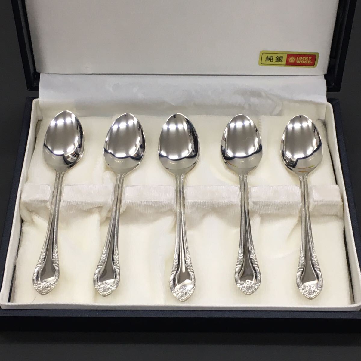 LUCKY WOOD SILVER 950 ラッキーウッド 純銀カトラリー シルバー スプーン 5PC 洋食器 約12.5cm