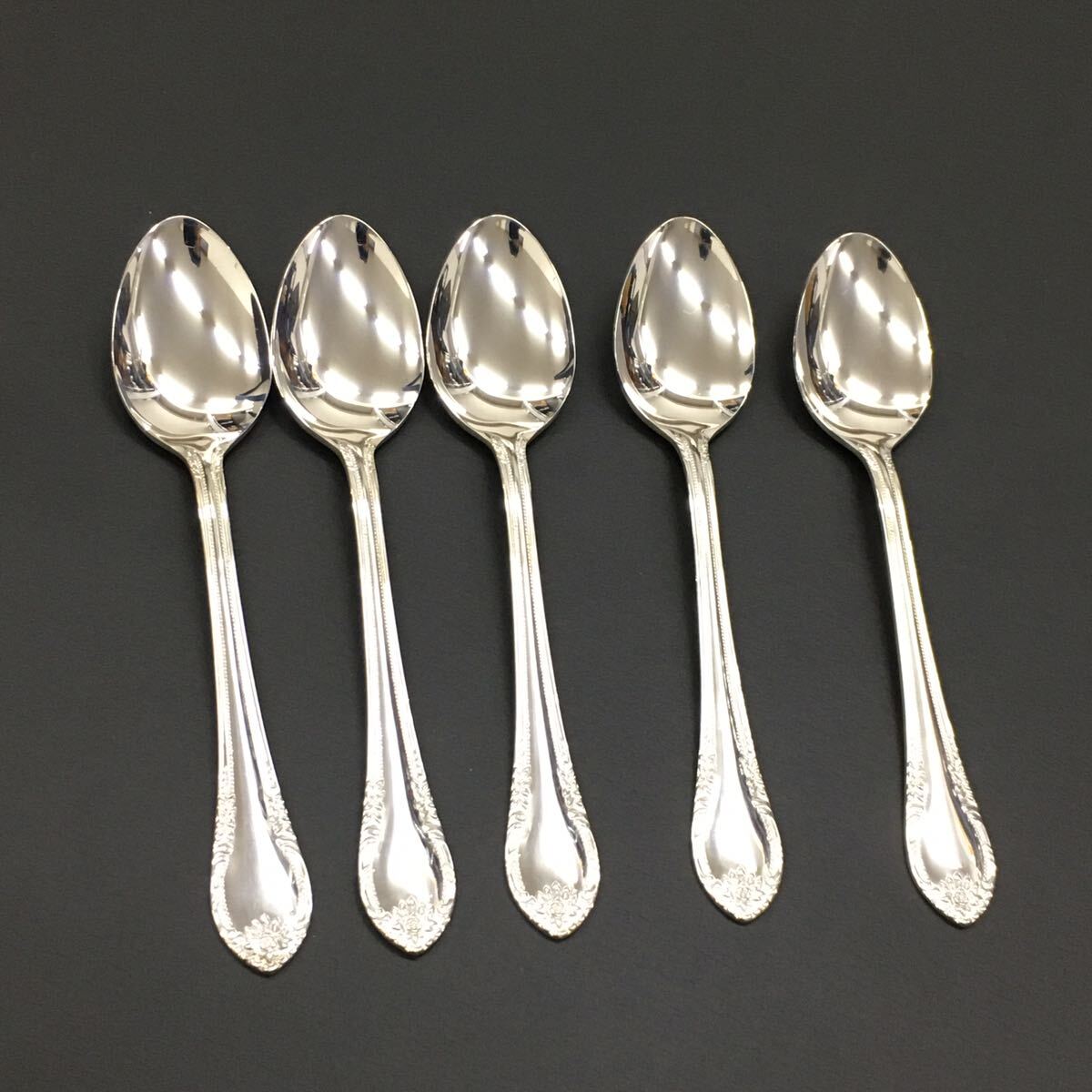 LUCKY WOOD SILVER 950 ラッキーウッド 純銀カトラリー シルバー スプーン 5PC 洋食器 約12.5cm