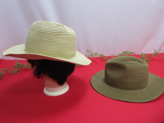 【OH7800/10】earth/アース　レディース用　麦わら帽子2個セット　ハット　帽子　夏用帽子　サイズF　ベージュ/ブラウン_画像2