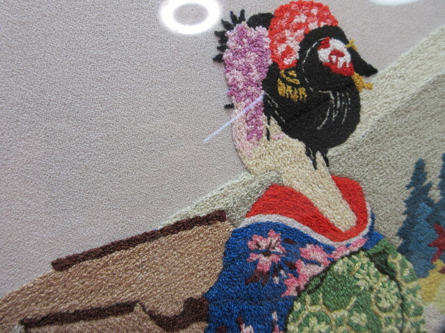 【OL352/16】松鳩印 松鳩文化刺繍額縁 船・舞妓さん2点セット 刺繍 60×50/67.5×56.5ｃｍの画像6