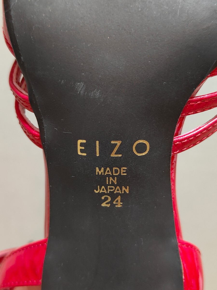 [送料無料] EIZO エイゾー サンダル 24cm サンダル エナメル ヒール 赤 レッド_画像7