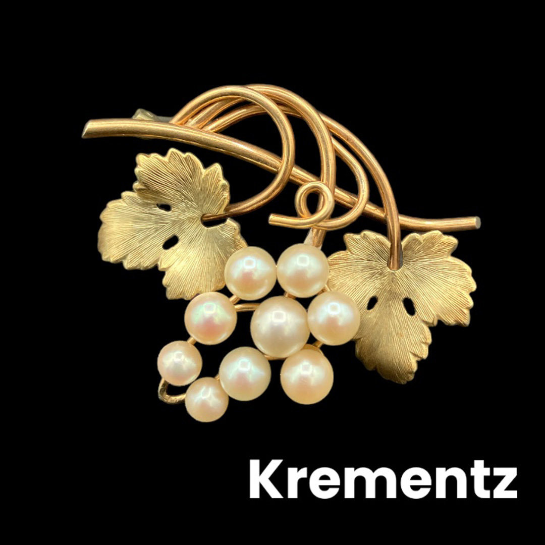 難あり 訳あり ジャンク KREMENTZ クレメンツ ビンテージ ヴィンテージ ブローチ グレープ 葡萄房 真珠 海外製 アメリカ製の画像1