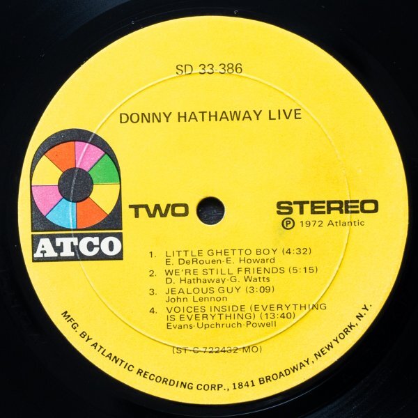 【米オリジナル】DONNY HATHAWAY 名盤 LIVE ダニーハサウェイ ATCOの画像7