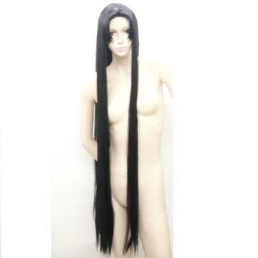(Бесплатная доставка) (с Fu-120 Black Black Wignet) Супер длинный прямой парик Kito Cosplay Kimono Heian Хэллоуин