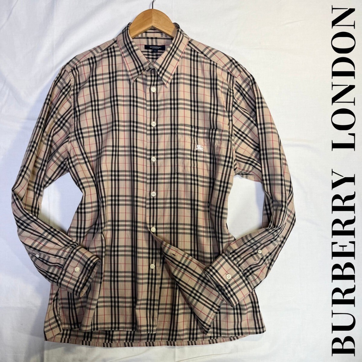 . дорога noba проверка [BURBERRY LONDON] рубашка с длинным рукавом шланг Logo кнопка печать хлопок 100% размер L