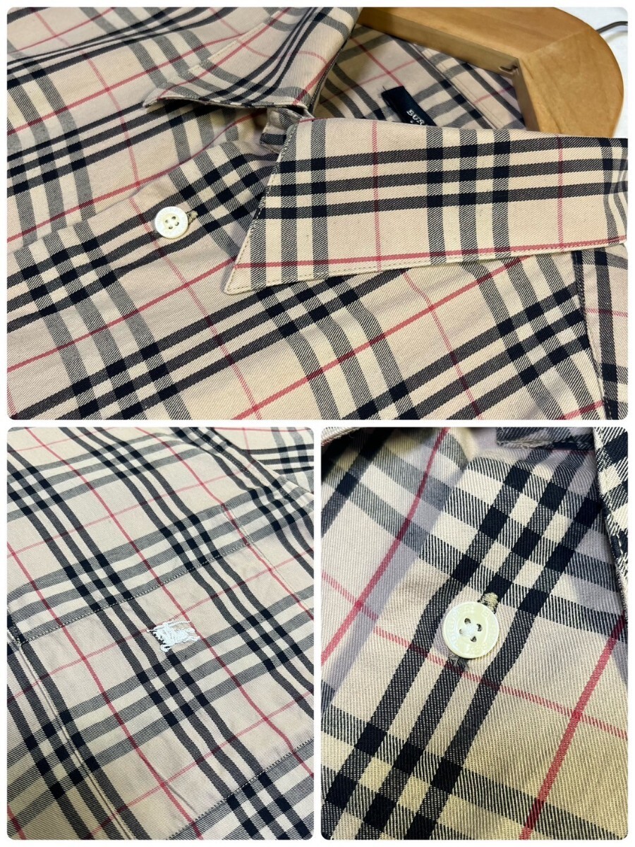 . дорога noba проверка [BURBERRY LONDON] рубашка с длинным рукавом шланг Logo кнопка печать хлопок 100% размер L