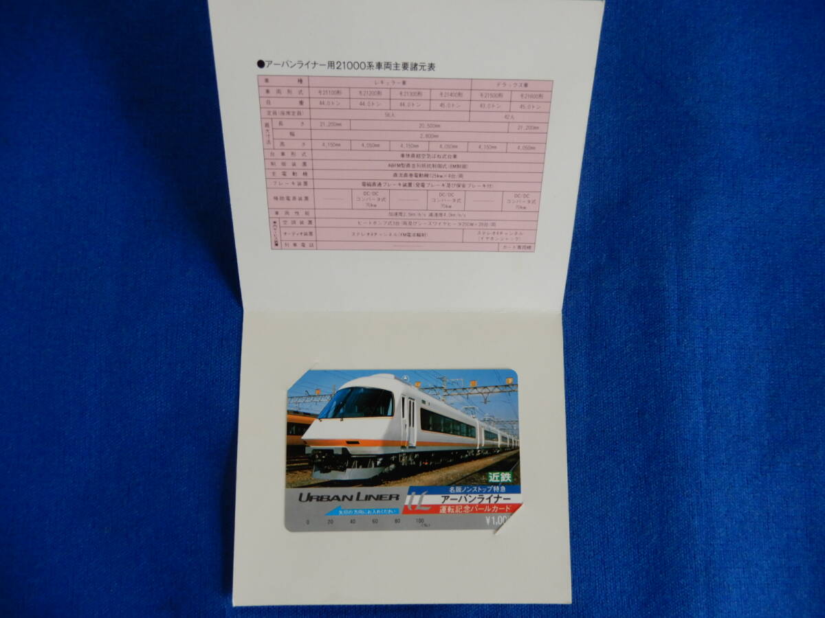 名鉄ノンストプ特急アーバンライナー運転記念パールカード1000円未使用品 S63・2。28 近鉄の画像3