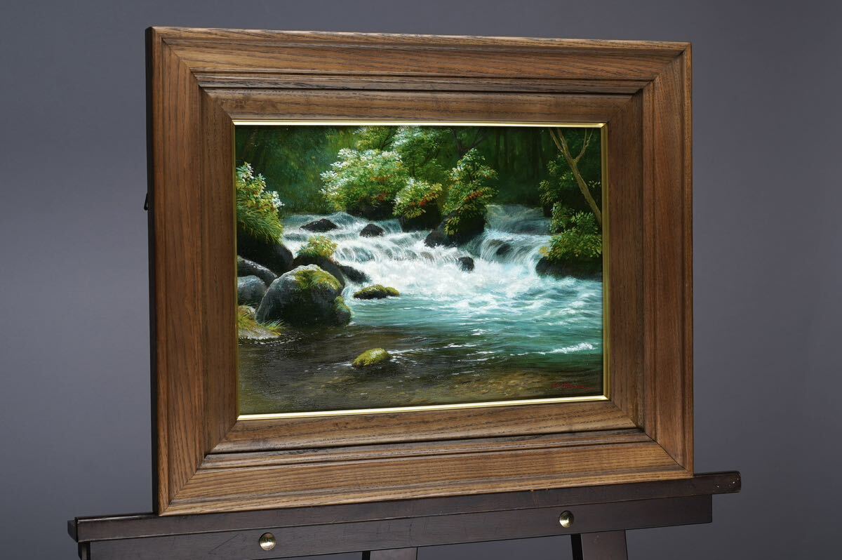 真作保証 矢部明「渓流」油絵 F4号(33cmx24cm) サイン・裏書あり 真作保証 矢部明「渓流」油絵 F4号(33cmx24cm) サイン・裏書あり
