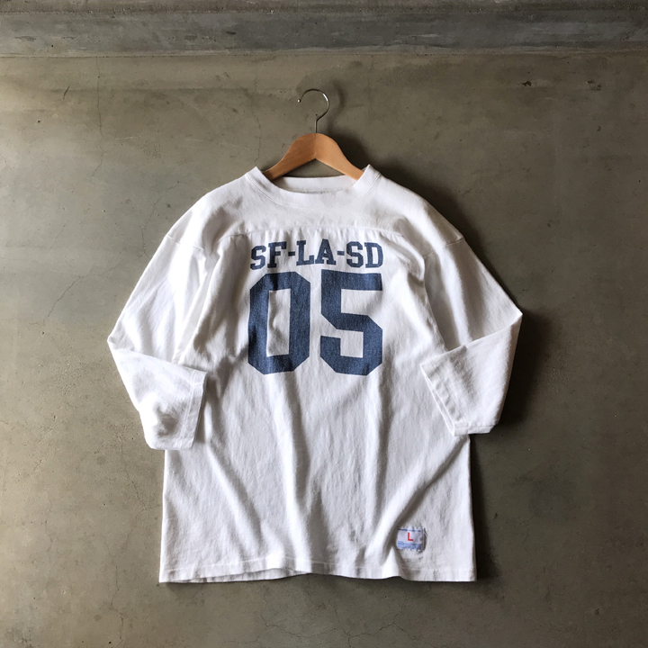 Champion フットボール Tシャツ L ヴィンテージ 70s 復刻 バータグ チャンピオン 古着 コットン100%の画像2