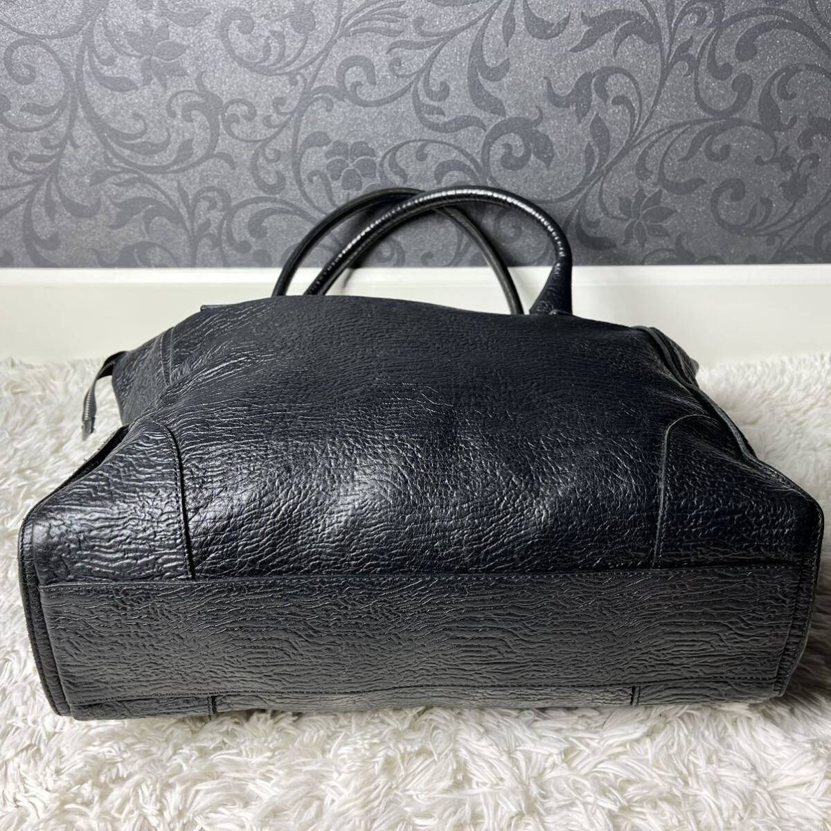 A4 possible * beautiful goods EMPORIO ARMANI Emporio Armani tote bag leather black black original leather shoulder .. processing business men's briefcase 