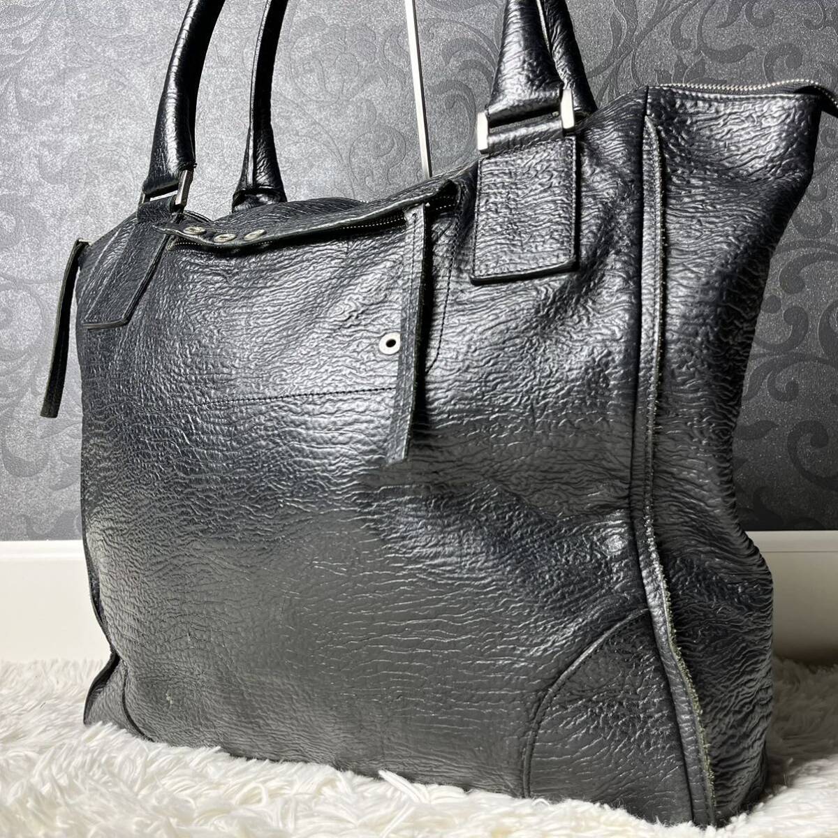 A4 possible * beautiful goods EMPORIO ARMANI Emporio Armani tote bag leather black black original leather shoulder .. processing business men's briefcase 