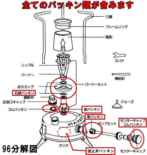 【OCSS】Manaslu マナスル ケロシンストーブ用 メンテナンス & リペアパッキン一式 現行マナスル 96 121の画像3