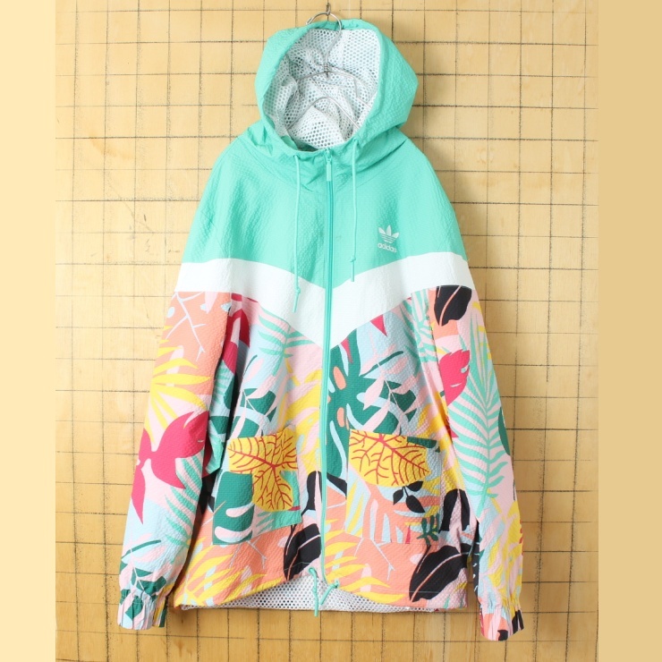 adidas Tropicalage Windbreaker アディダス ナイロンジャケット レディースM ライトグリーン 古着_画像1