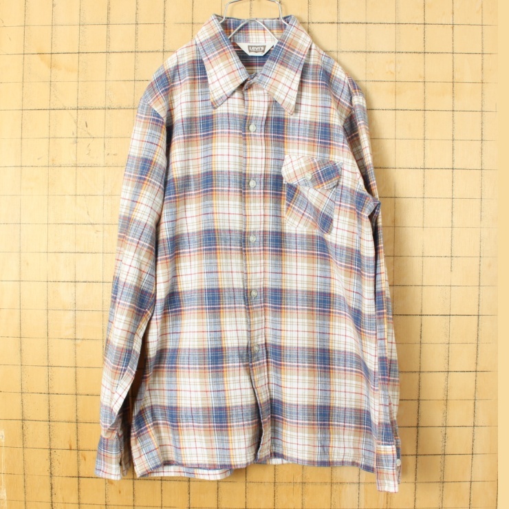 70s USA made Levis Levi's flannel check shirt b lumen zL long sleeve America old clothes 