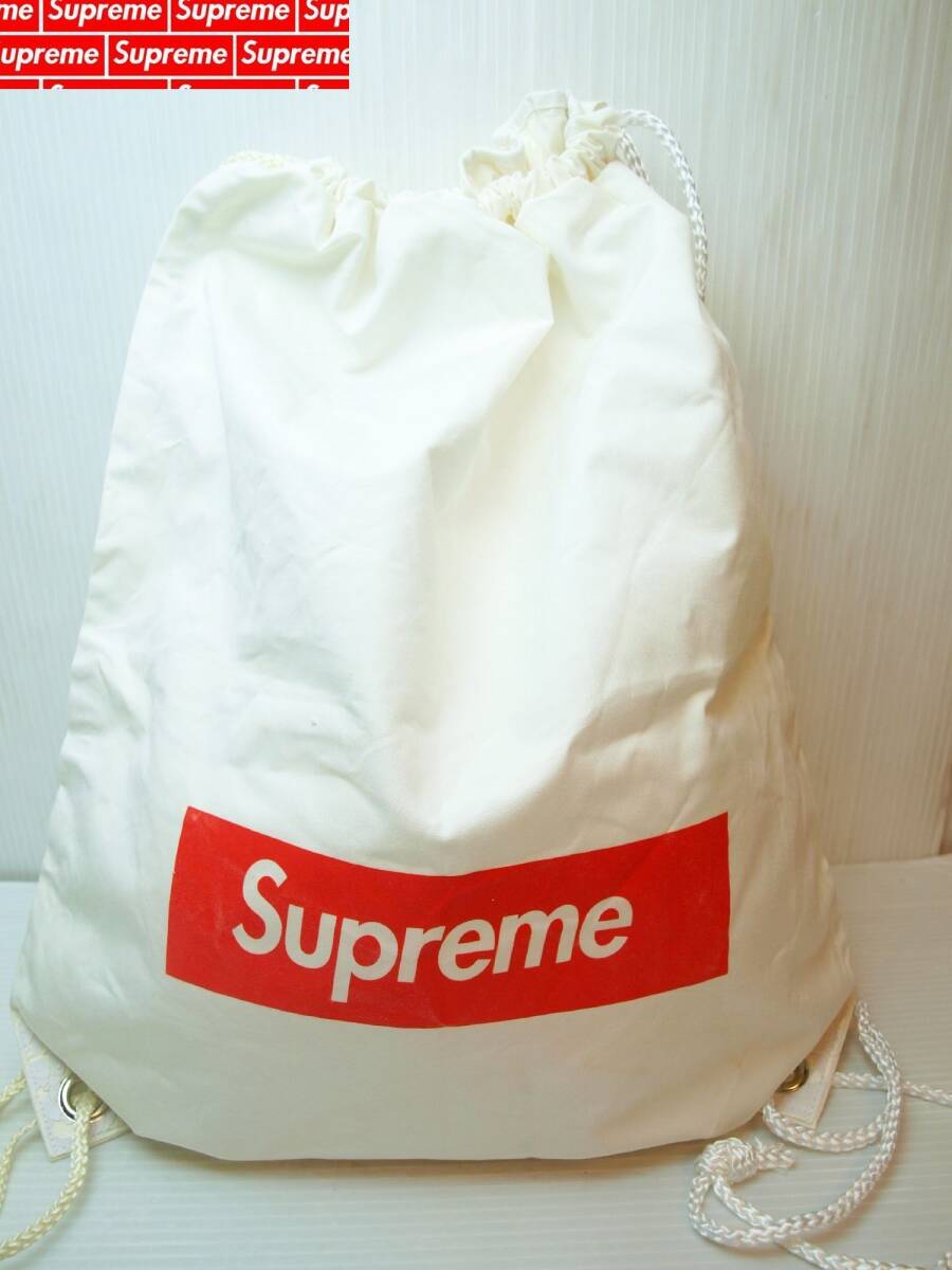 Supreme シュプリーム Drawstring Bag White ドローストリング バッグ 巾着袋 ホワイト 白 Box logo ボックスロゴ 新品未使用品 難あり_画像1