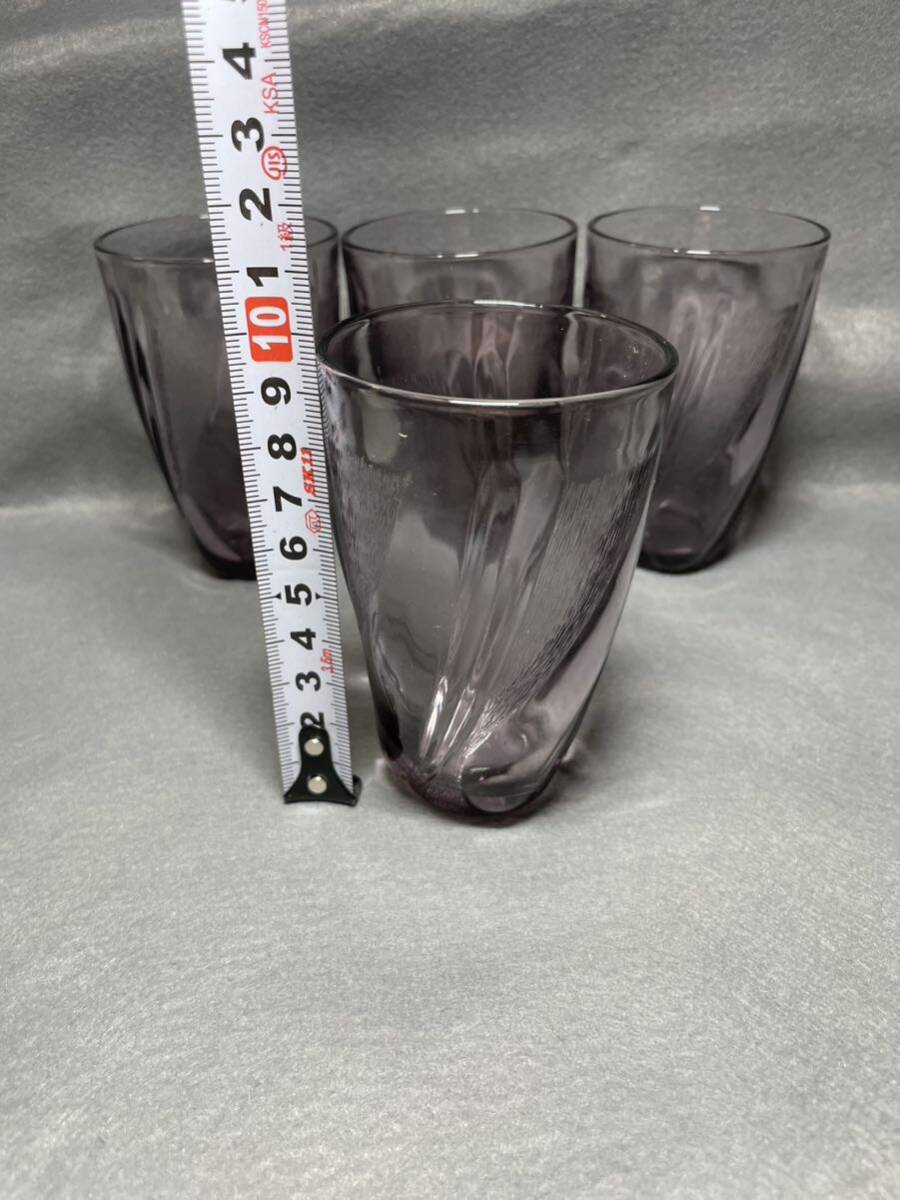 ウランガラス ウラングラス タンブラー コップ 昭和レトロ 紫ガラス 透明 食器 の画像5