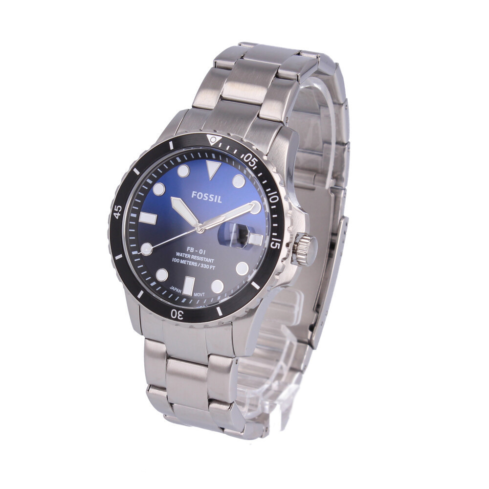 [Новые] ископаемые часы Men's FS5668 Кварц Silver Blue