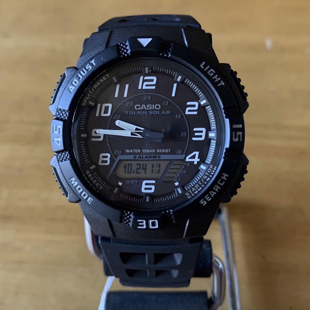 【新品・箱なし】カシオ CASIO スタンダード ソーラー メンズ アナデジ 腕時計 AQ-S800W-1B ブラックの画像2