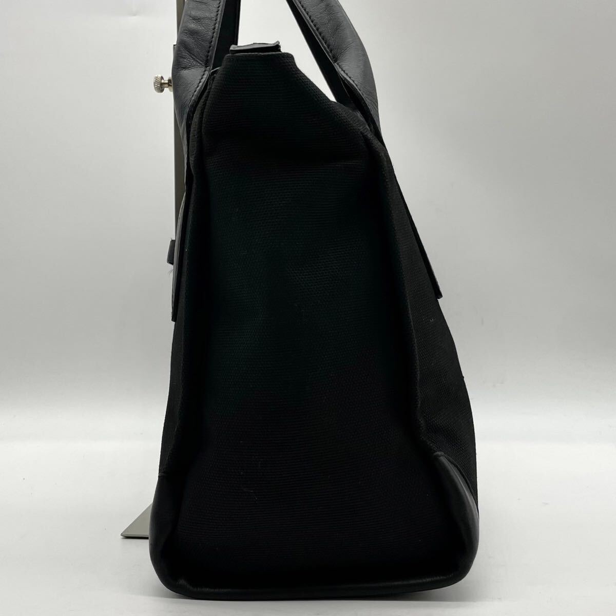 美品 フェラガモ Salvatore Ferragamo メンズ ビジネス トートバッグ ダブルガンチーニ レザー キャンバス ブラック 黒 A4 通勤 カバン 鞄の画像5