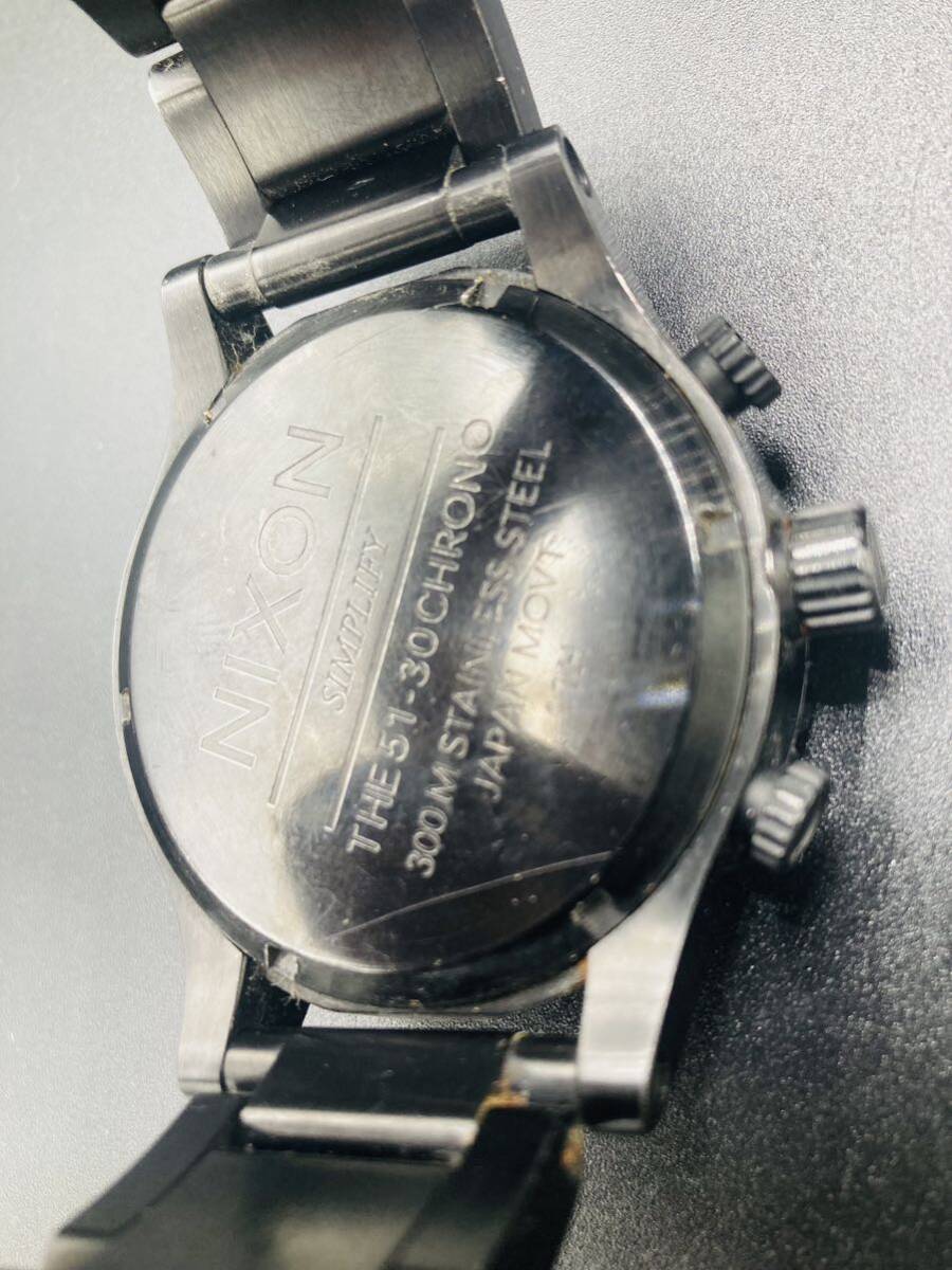 NIXON ニクソン クォーツ腕時計 THE51-30CHRONO黒文字盤 不動_画像4