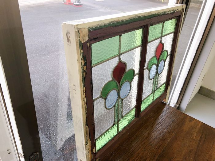  античный мебель 1910`s Англия античный витражное стекло Vintage окно стекло промежуток перегородка рамка-оправа . материал двери 099A