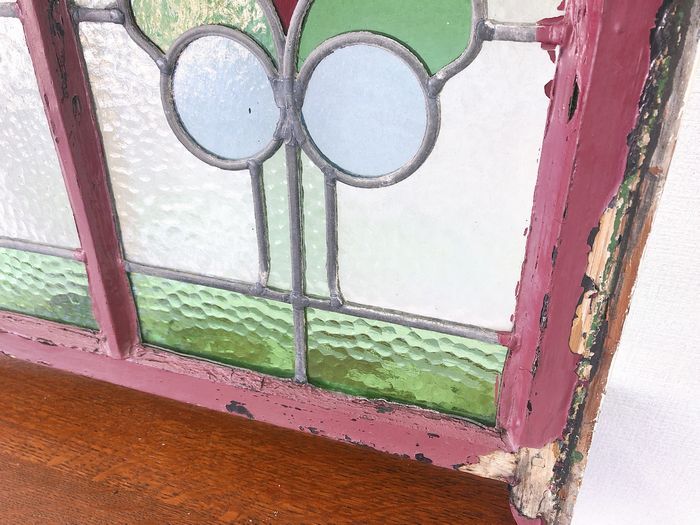  античный мебель 1910`s Англия античный витражное стекло Vintage окно стекло промежуток перегородка рамка-оправа . материал двери 106A