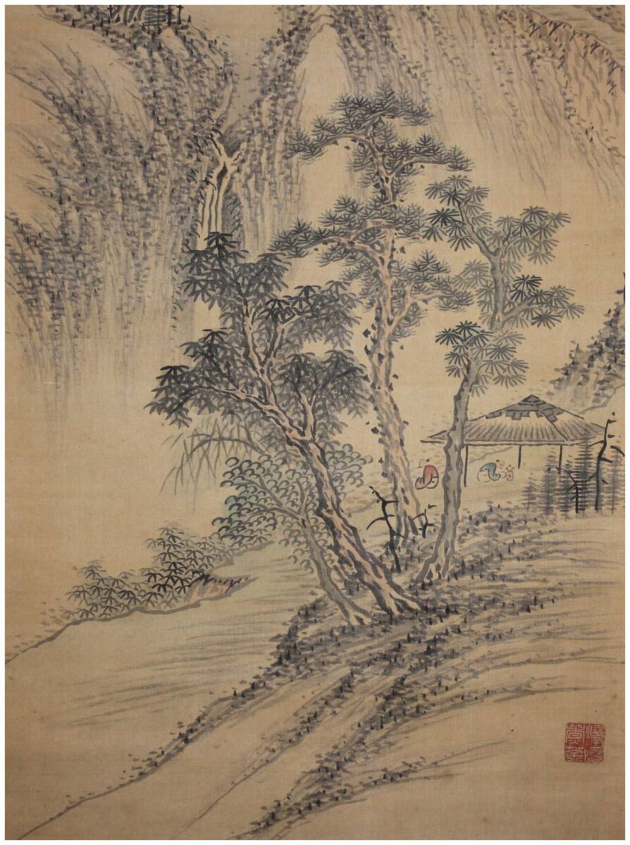 「真作」 愛媛画家・【大西黙堂】 渓山高士煎茗図 掛軸 南画家・中国絵画・浅井柳塘師事の画像4