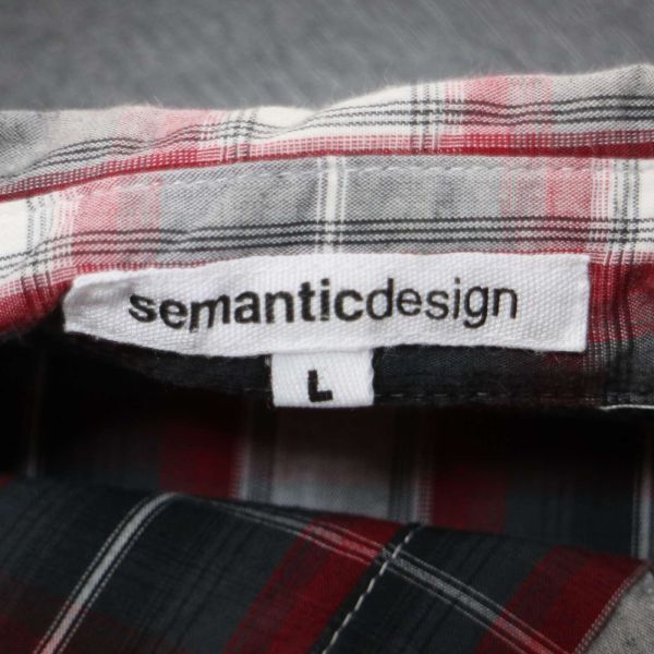 semantic design セマンティック デザイン 通年 長袖 ウエスタン チェック★ シャツ Sz.L　メンズ　E4T00568_3#C_画像5