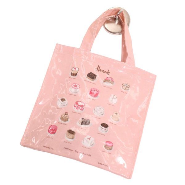 Harrods Harrods through year cake total pattern * eko-bag handbag Sz.F lady's pink E4G00193_3#U