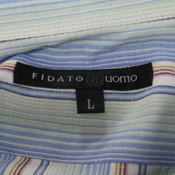 FIDATO UOMO フィダート ウォモ 春夏 長袖 【麻 リネン混】 ストライプ ボタンダウン シャツ Sz.L　メンズ　E4T00701_4#A_画像5