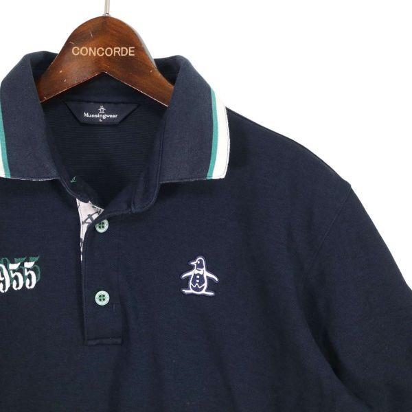 Munsingwear Munsingwear wear spring summer short sleeves Logo embroidery * polo-shirt Sz.L men's navy Golf E4T00788_4#A