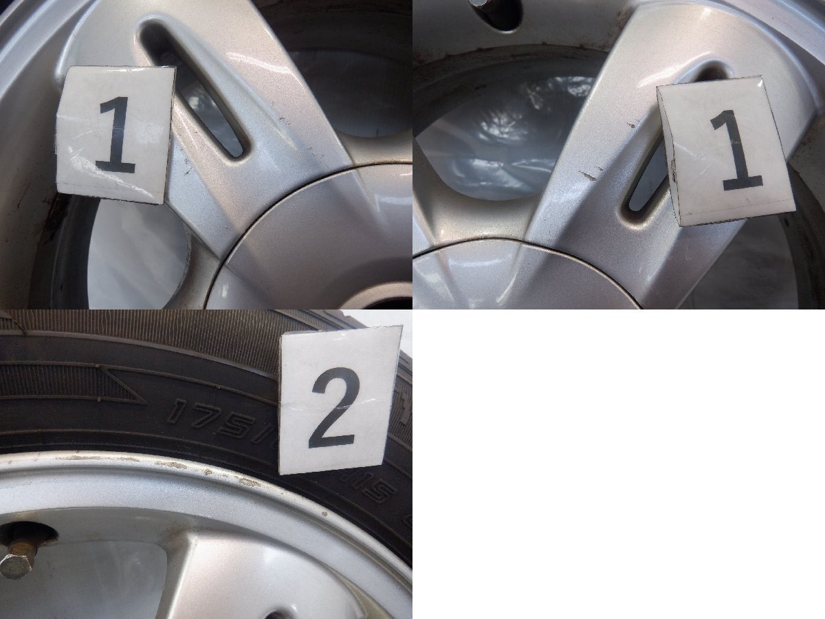 ☆21年製 バリ山 BMW ミニ☆ 4H 100 5.5J +45 15インチ MINI純正 アルミホイール タイヤ 175/65R15 DUNLOP 4本の画像4