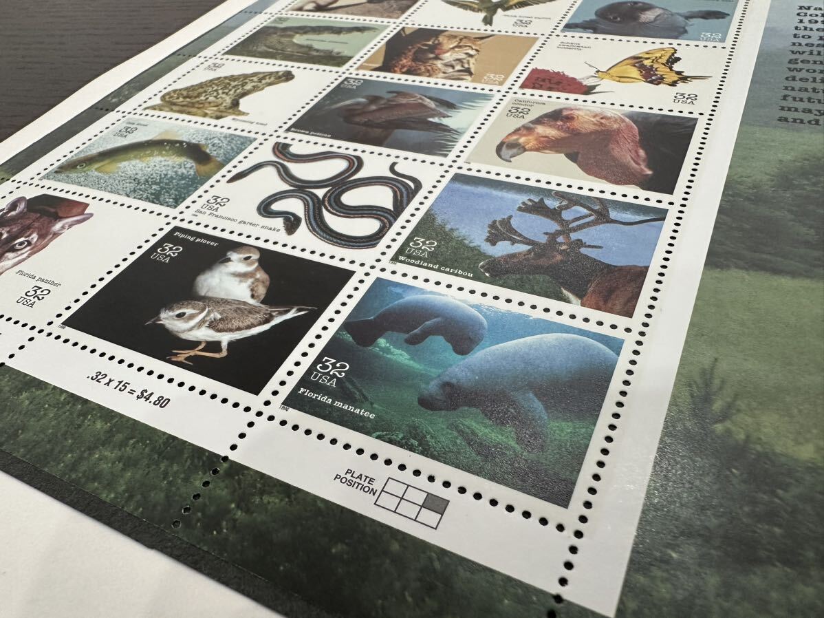 アメリカ1996年10月発行 絶滅に瀕した動物切手シートの画像2