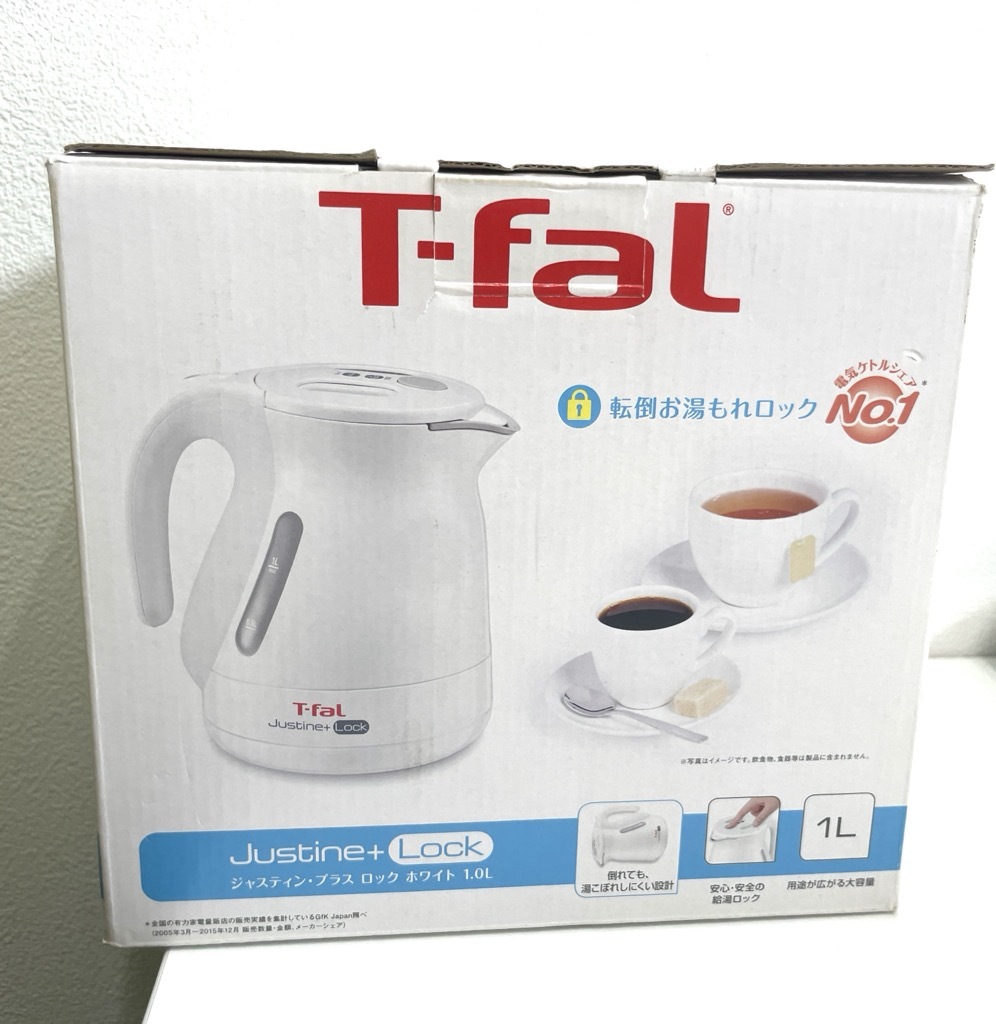 6914★美品 T-fal ティファール Justine+ Lock ジャスティン プラス ロック 1L KO4411JP 電気ケトル/ホワイト/キッチン家電/06KO032802-8_画像1