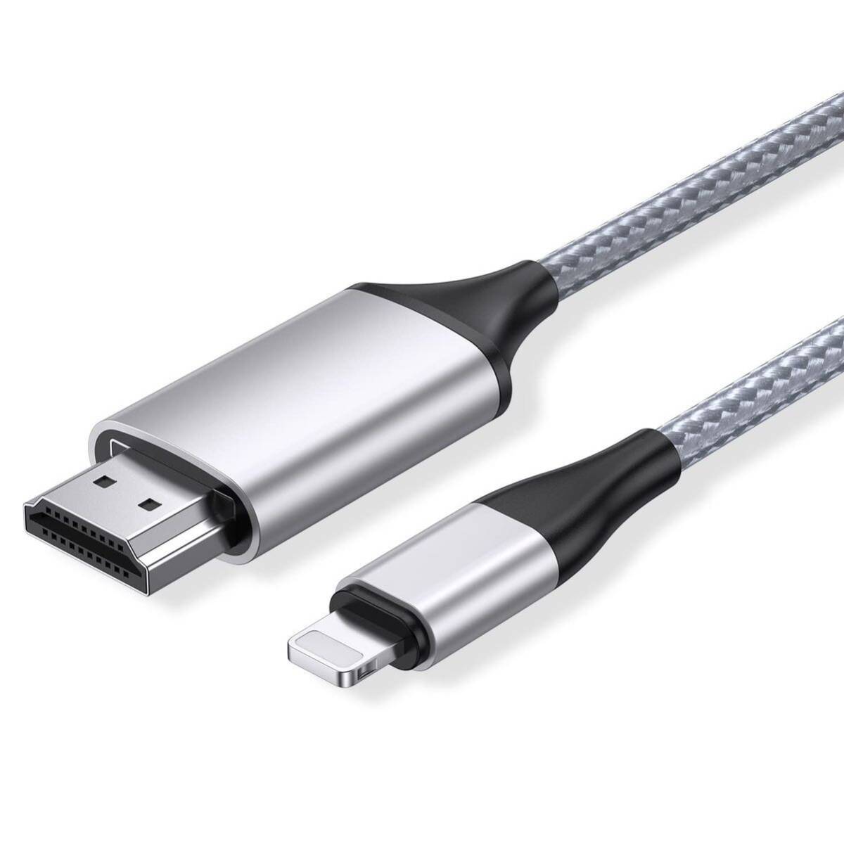 ＊HDMIケーブル iPhone Lightning 変換アダプター Lightning HDMI 接続ケーブル YouTubeなど シルバー