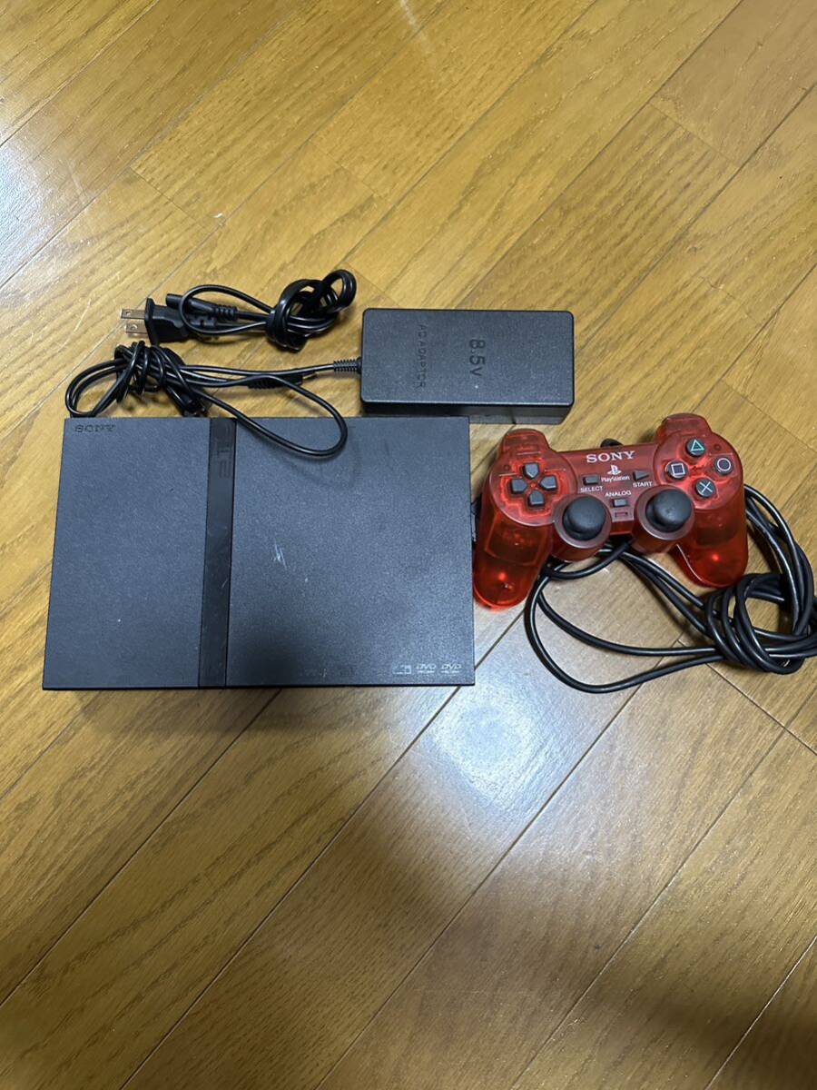 ジャンク SONY PlayStation2 プレイステーション2 PS2 本体 SCPH70000 ブラック 起動可 電源アダプター付き _画像1