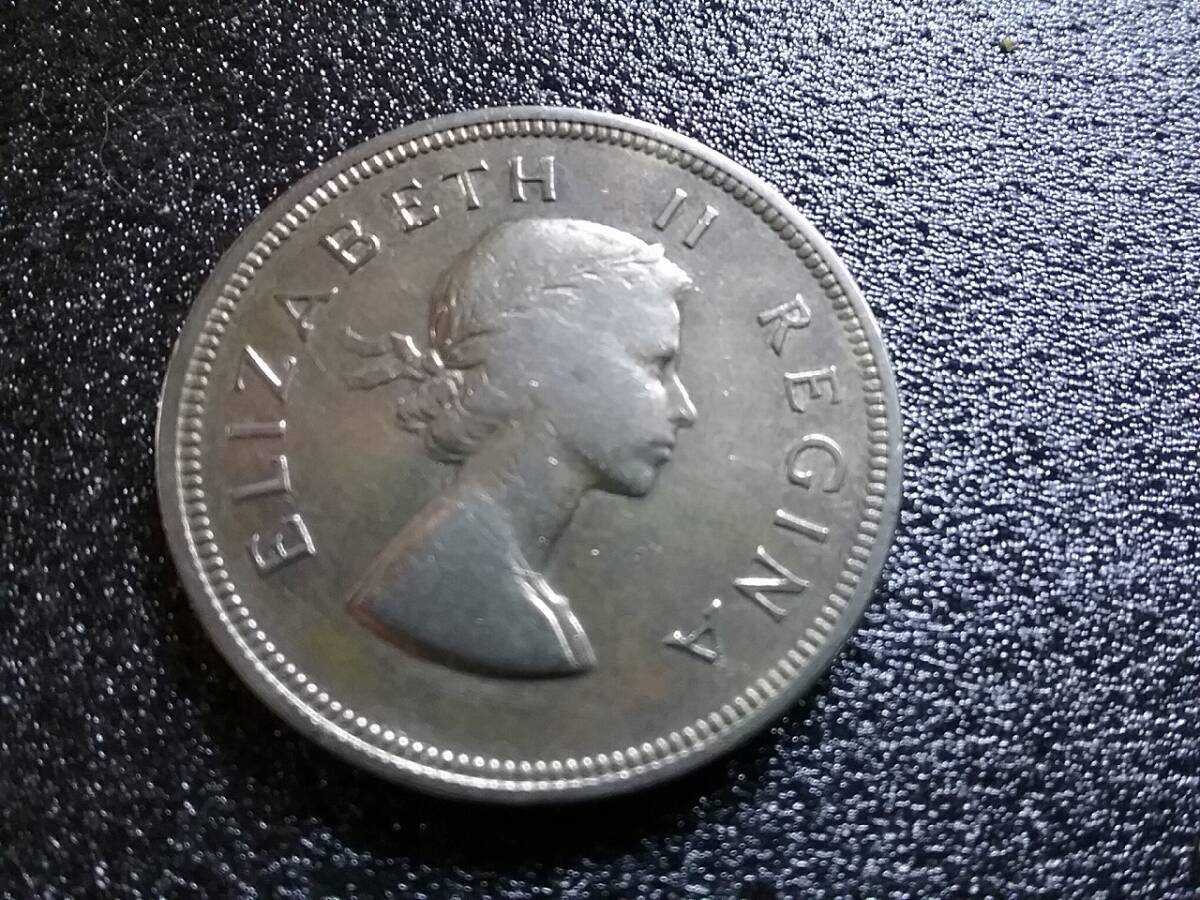銀貨 南アフリカ 2.5シリング 1953 エリザベス2世 英連邦 2 1/2_画像1