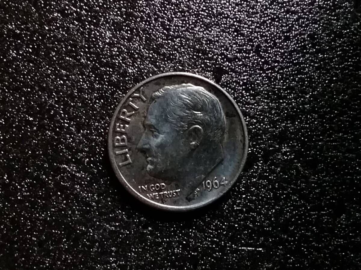 銀貨 アメリカ ダイム 1964 10セント ルーズベルト 米国の画像1