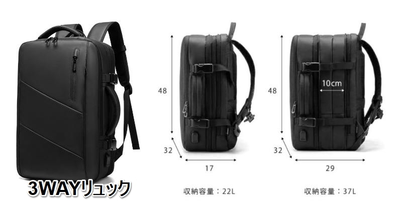 3WAYリュック 圧縮リュック ビジネスリュック  リュックサック リュック バック かばん ビジネスバック  旅行カバン スーツケースの画像1