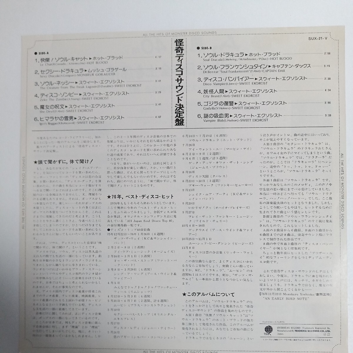 怪奇ディスコ・サウンド決定盤/怪傑ⅰソウル・キャット　LPレコード_画像3