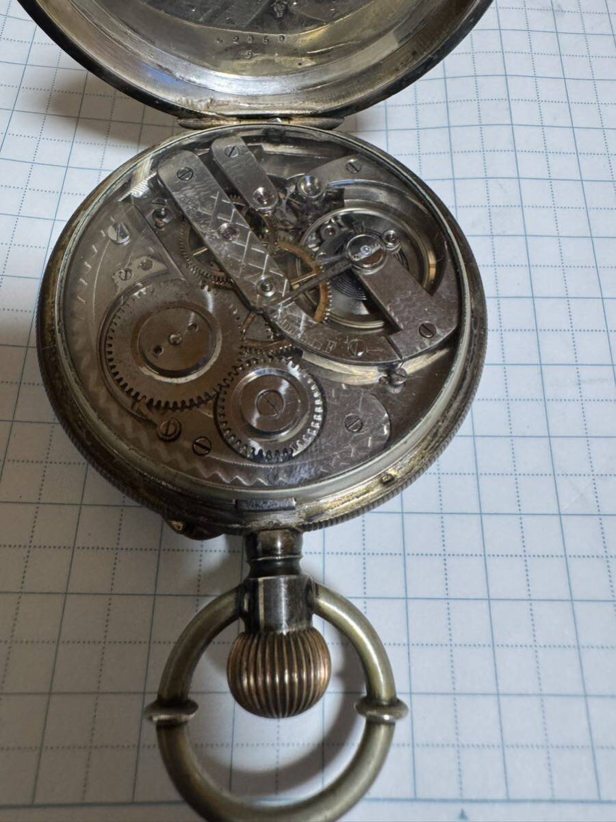 GM4Bロ アンティーク 懐中時計 手巻き 稼働品 レッツ商会 銀ケースの画像4