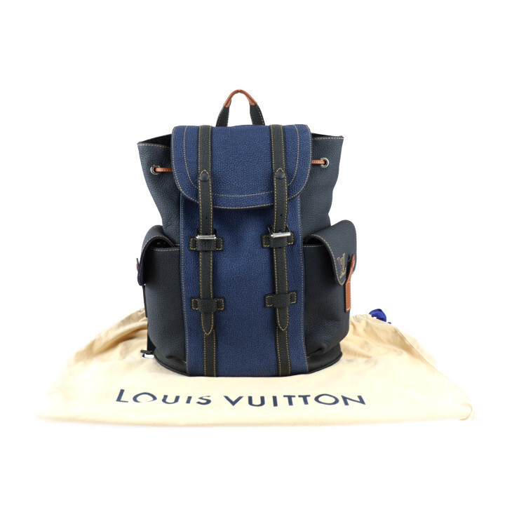  очень красивый товар Louis Vuitton Christopher PM рюкзак LV four ru коллекция рюкзак Day Pack M21373 кожа синий серия чёрный серия [ подлинный товар гарантия ]