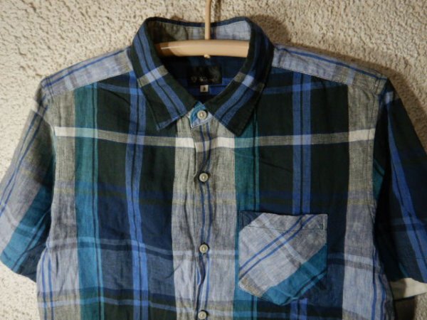 n8908 TK MIXPICE Takeo Kikuchi ... short sleeves check design shirt linen.. popular postage cheap 