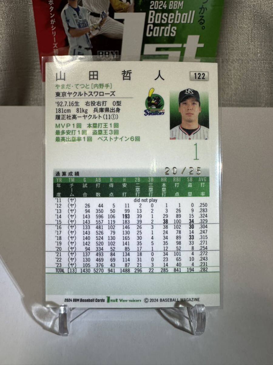 25枚限定 山田哲人(赤箔サインパラレル版) 東京ヤクルトスワローズ 2024 BBM BASEBALL CARD 1st Version の画像3