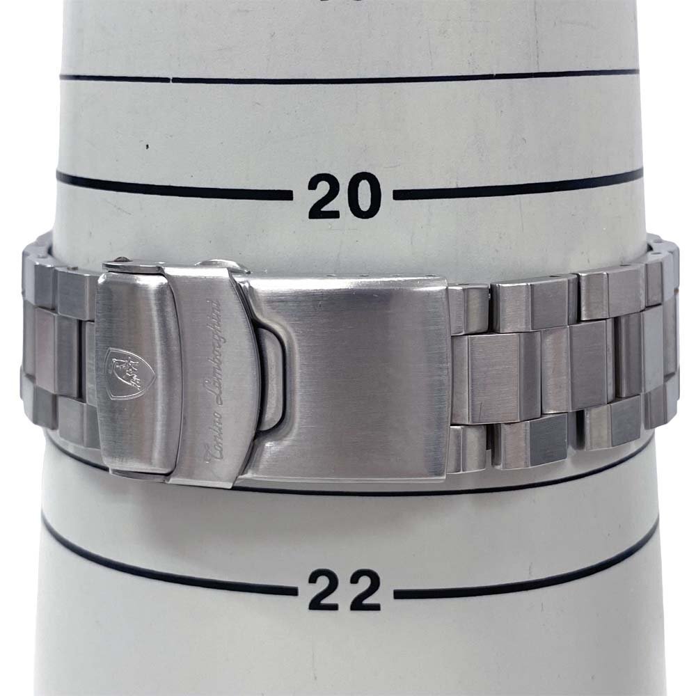 24-1277 【良品/電池交換済】 トニノランボルギーニ クロノグラフ クォーツ 腕時計 イエロー文字盤 デイデイト ステンレス メンズの画像9