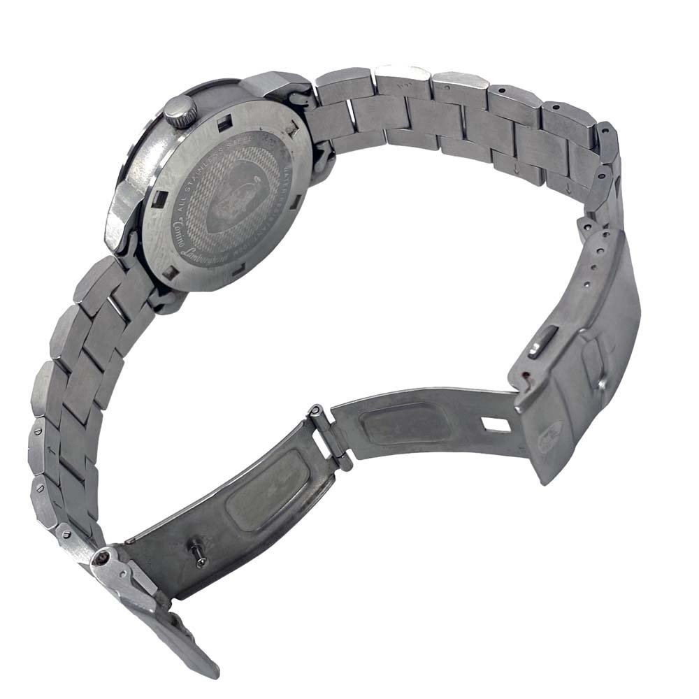 24-1277 【良品/電池交換済】 トニノランボルギーニ クロノグラフ クォーツ 腕時計 イエロー文字盤 デイデイト ステンレス メンズの画像6